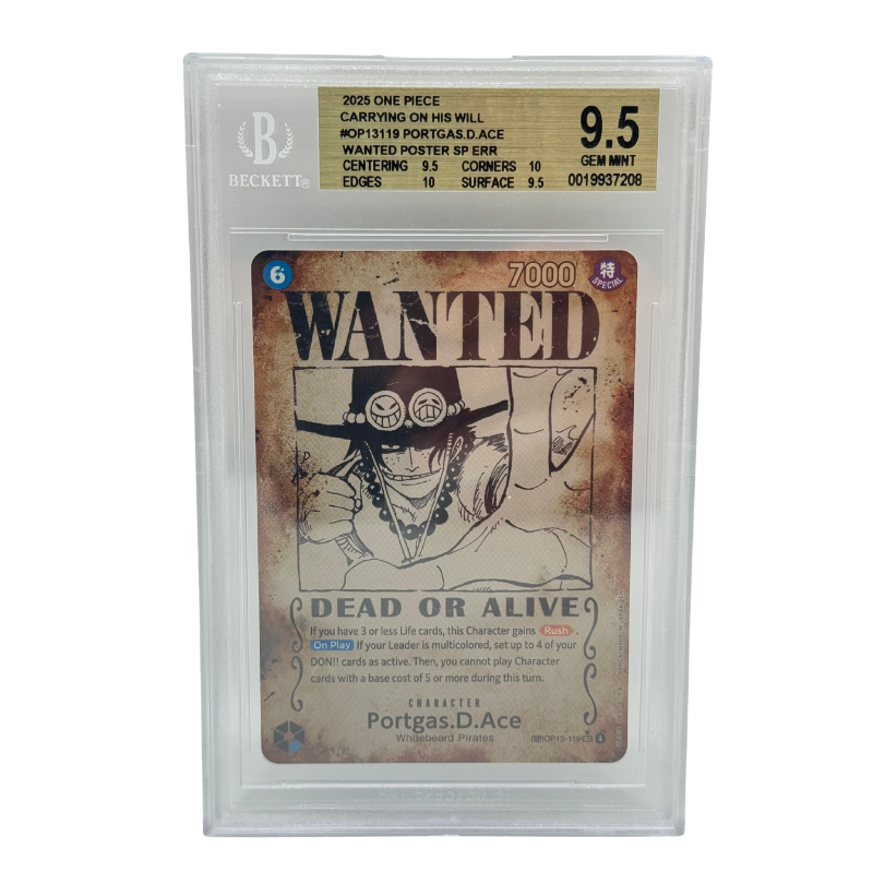 One Piece Card Game – Portgas D. Ace OP13-119 Wanted Poster SP Error – Carrying on his Will (EN) – BGS 9.5 (Cert 0019937210)