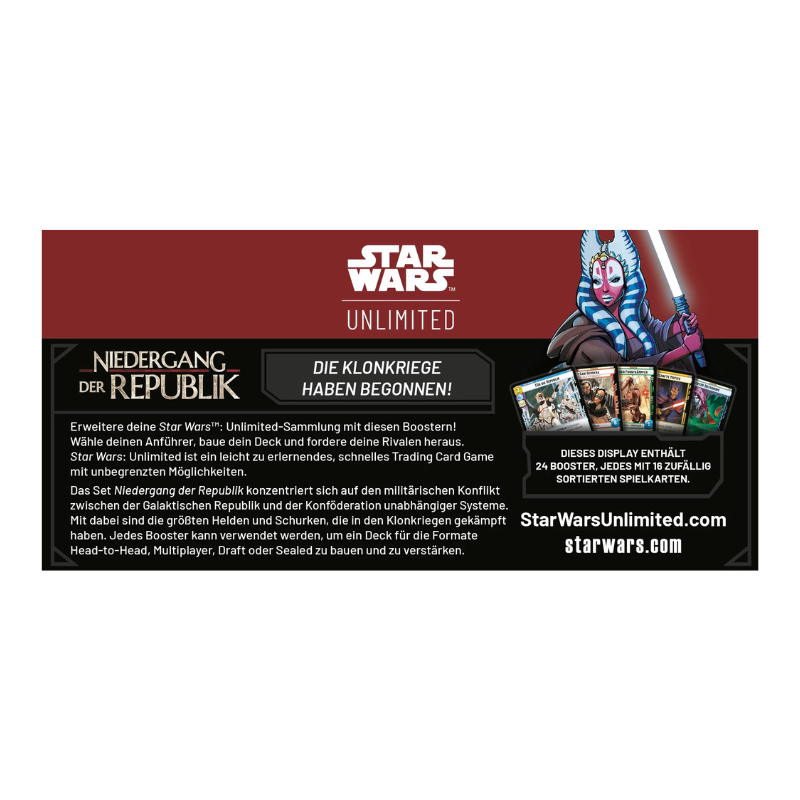 Star Wars: Unlimited – Niedergang der Republik – Booster Display (DE)