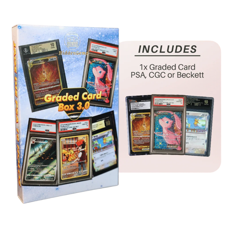 Inhalt der Hidden Gems Graded Card Box 3.0: eine gegradete Karte von PSA, CGC oder Beckett