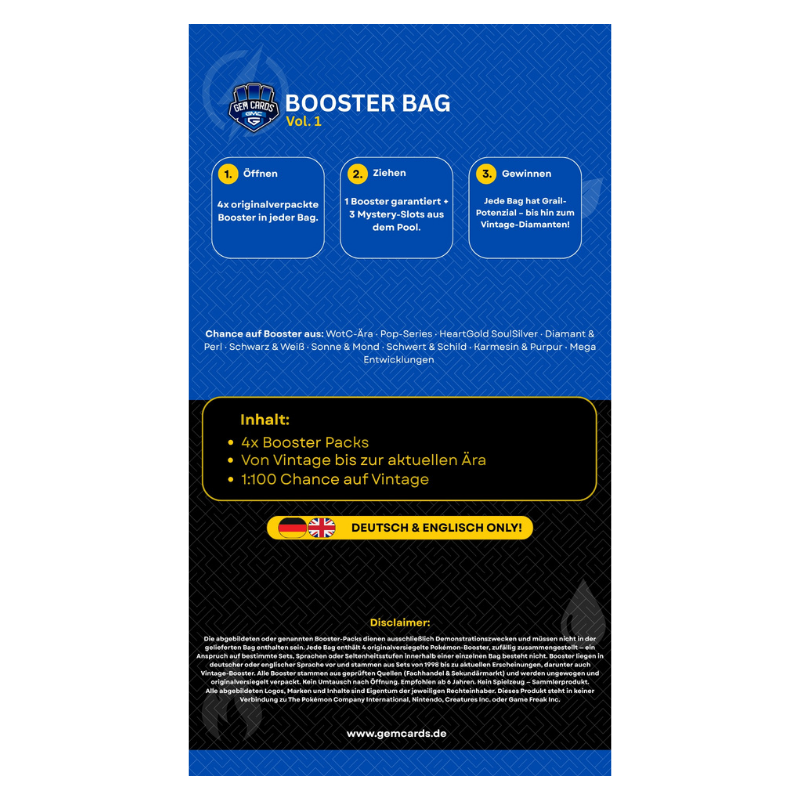 Gem Cards Pokémon Mystery Booster Bag Vol. 1 Überraschungsartikel