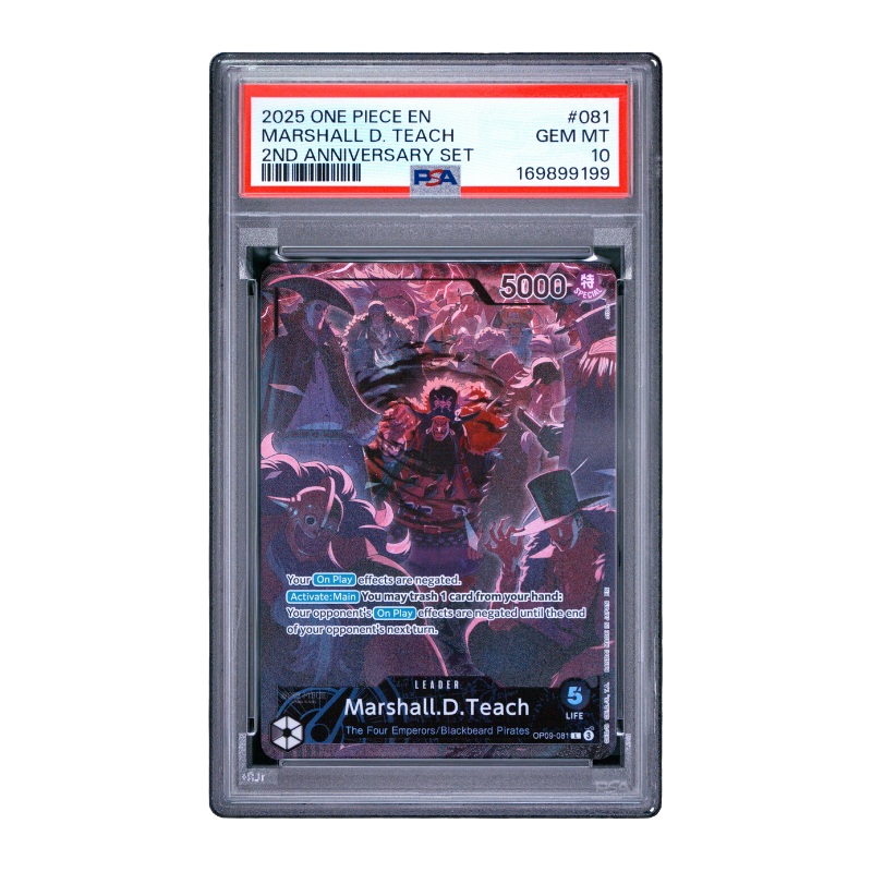 One Piece Card Game β Marshall D. Teach 081 β 2nd Anniversary Set (EN) β PSA 10
