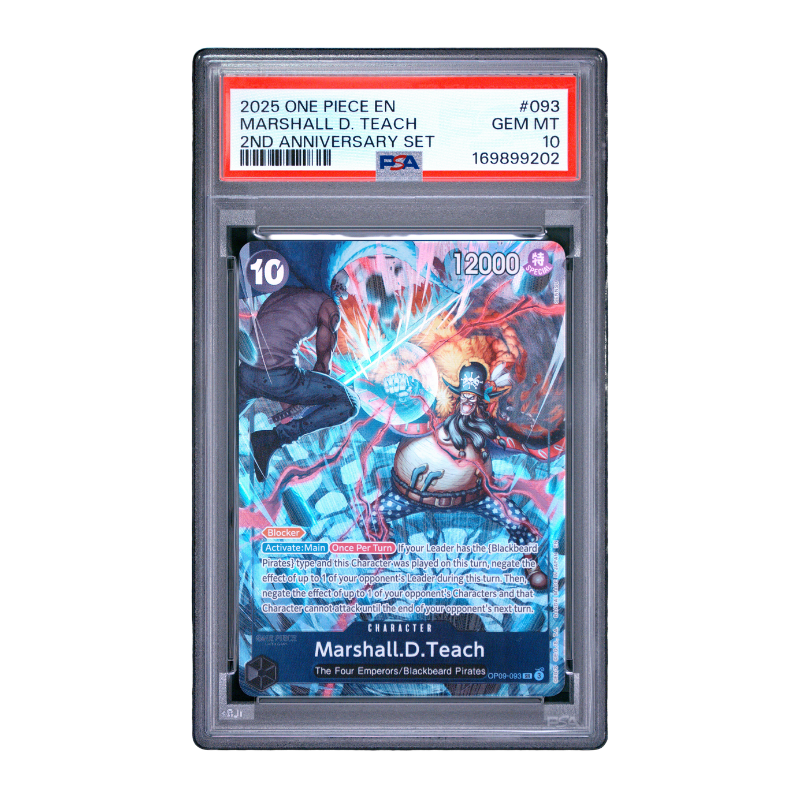 One Piece Card Game β Marshall D. Teach 093 β 2nd Anniversary Set (EN) β PSA 10