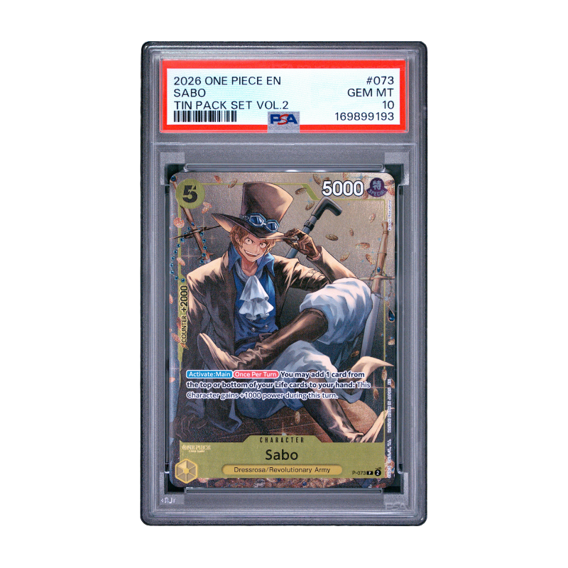 One Piece Card Game β Sabo 073 Promo β Tin Pack Set Vol. 2 (EN) β PSA 10