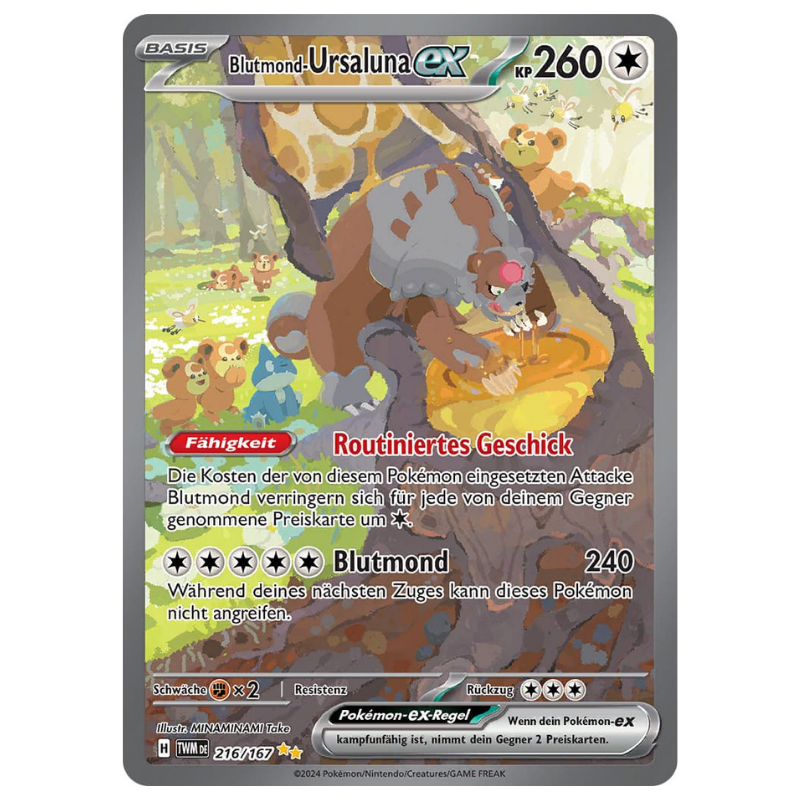 Blutmond-Ursaluna-ex Karte aus Pokémon Maskerade im Zwielicht auf Deutsch