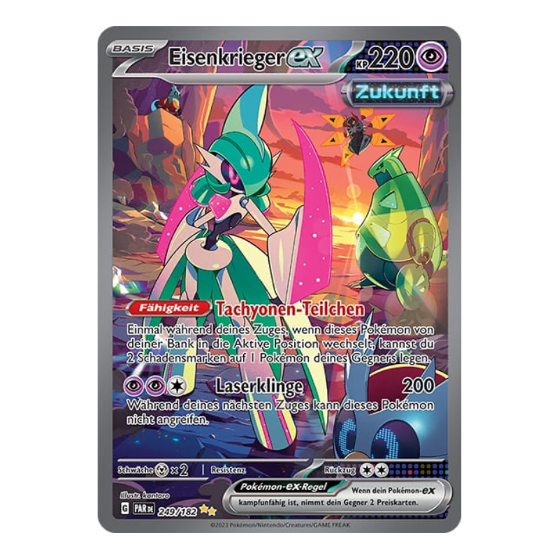 Eisenkrieger-ex Karte aus dem Pokémon-Set Karmesin & Purpur Paradoxrift auf Deutsch