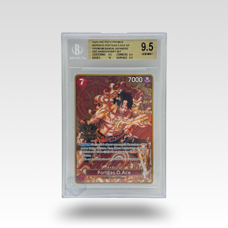One Piece – Portgas D. Ace OP02-013 SR – Premium Bandai 2nd Anniversary (JP) – BGS 9.5