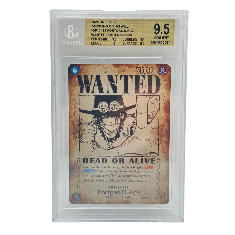 One Piece Card Game – Portgas D. Ace OP13-119 Wanted Poster SP Error – Carrying on his Will (EN) – BGS 9.5 (Cert 0019937208)