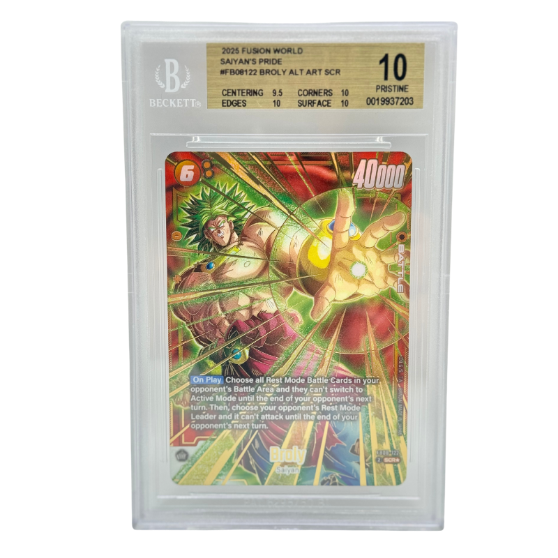 Dragon Ball Fusion World – Broly FB08-122 Alternate Art SCR – Saiyan's Pride (EN) – BGS 10 Pristine
