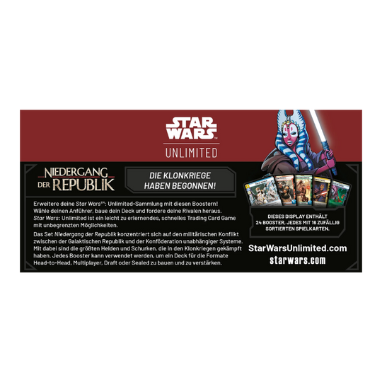 Star Wars: Unlimited – Niedergang der Republik Booster-Display Deutsch VORVERKAUF