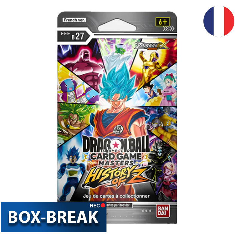 Dragon Ball Super Card Game - Masters - History of Z Sleeved Booster Pack B27 - Zenkai Series Set 10 Französisch BOX-BREAK