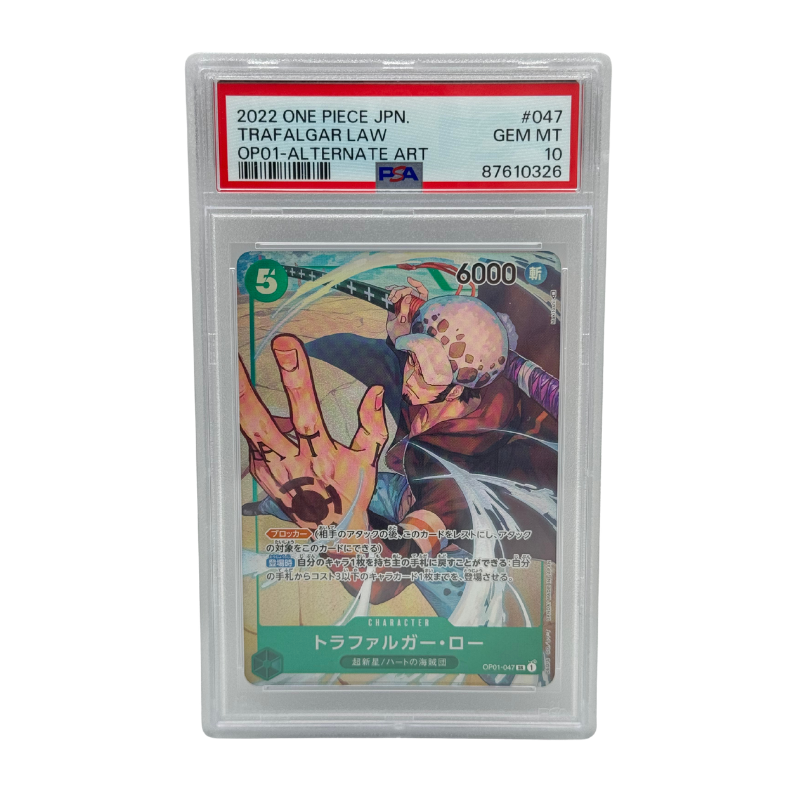 One Piece – Trafalgar Law OP01-047 Alternate Art (JP) – PSA 10