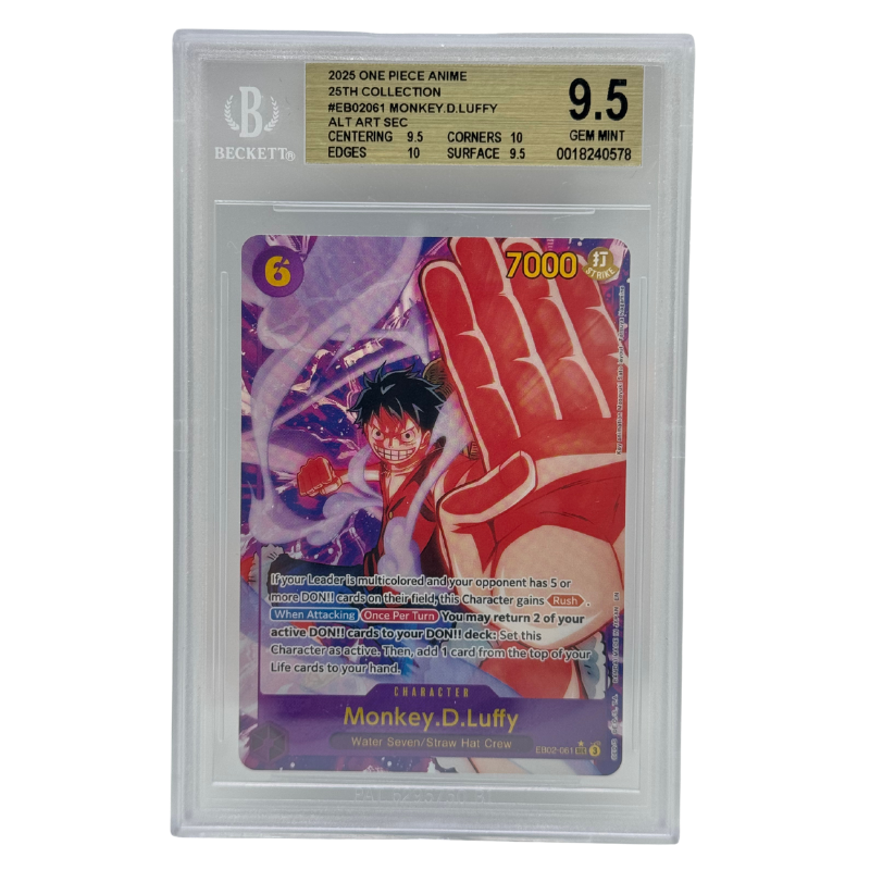 One Piece – Monkey D. Luffy EB02-061 Alt Art SEC – 25th Collection (EN) – BGS 9.5