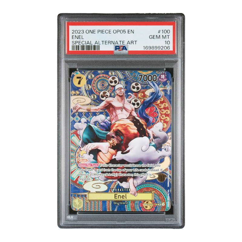 One Piece Card Game – Enel OP05-100 Special Alternate Art – Awakening of the New Era (EN) – PSA 10