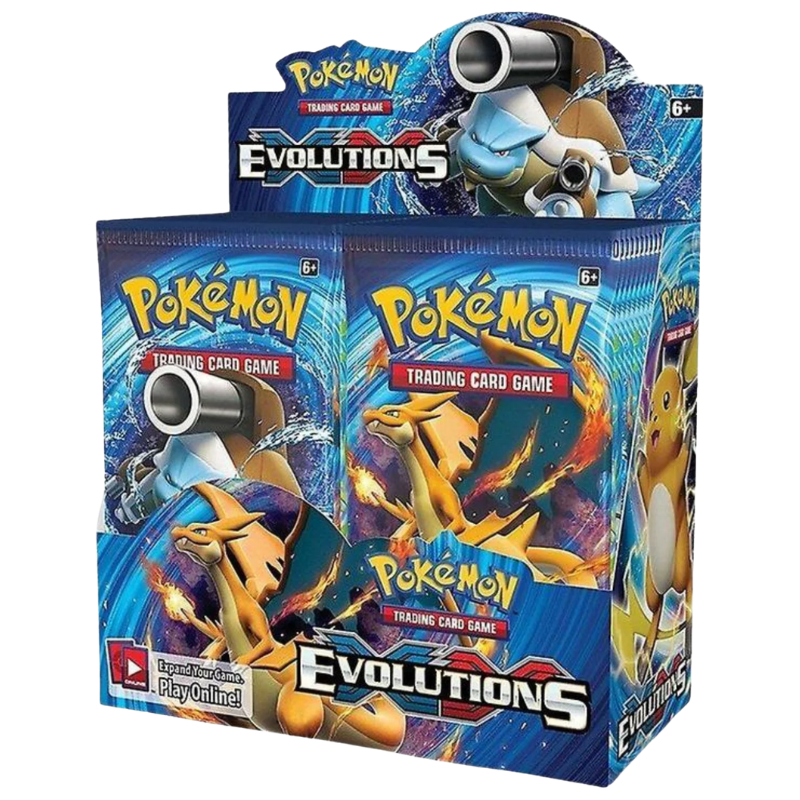 Pokémon XY Evolutions Booster Display auf Englisch mit 36 Boosterpacks und Glurak-Artwork