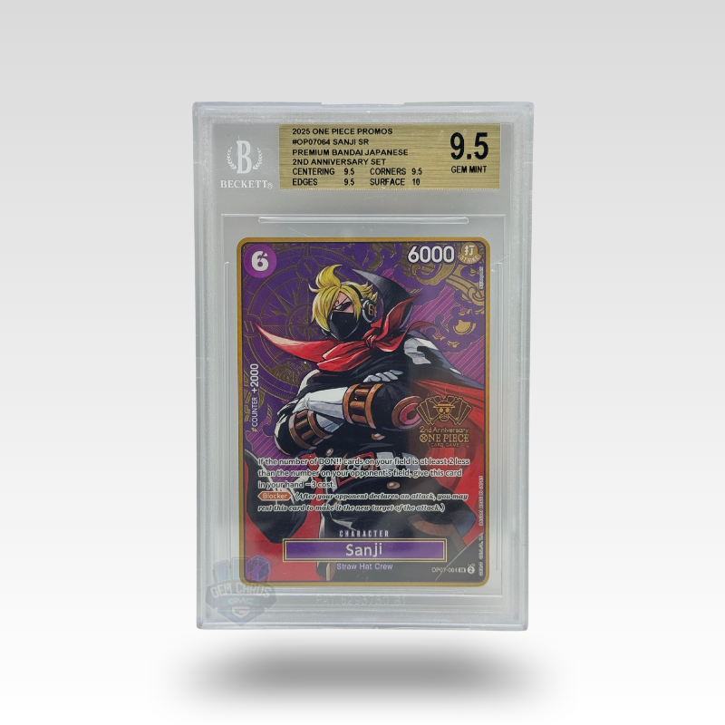 One Piece – Sanji OP07-064 SR – Premium Bandai 2nd Anniversary (JP) – BGS 9.5