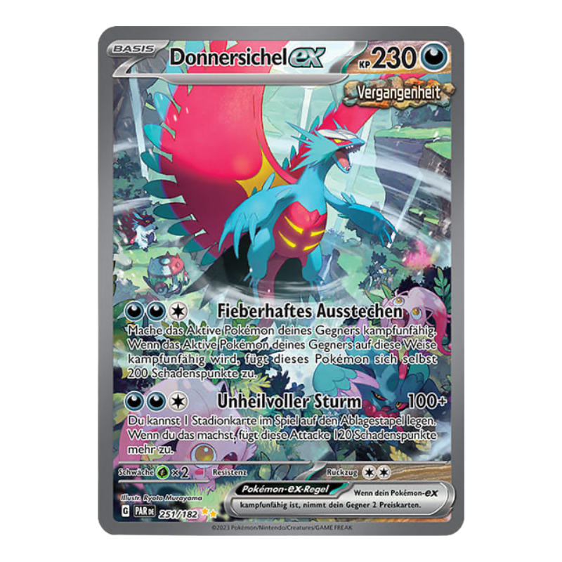Donnersichel-ex Karte aus dem Pokémon-Set Karmesin & Purpur Paradoxrift auf Deutsch