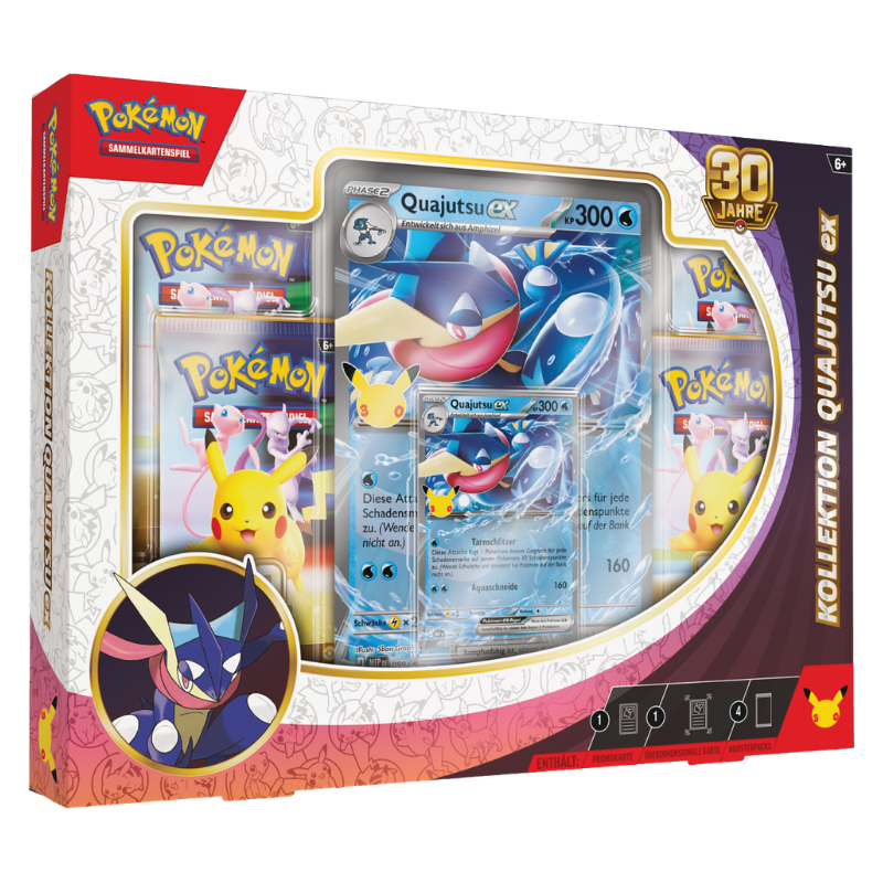 Pokémon 30 Jahre Kollektion Quajutsu-ex auf Deutsch mit Promokarte und überdimensionaler Karte