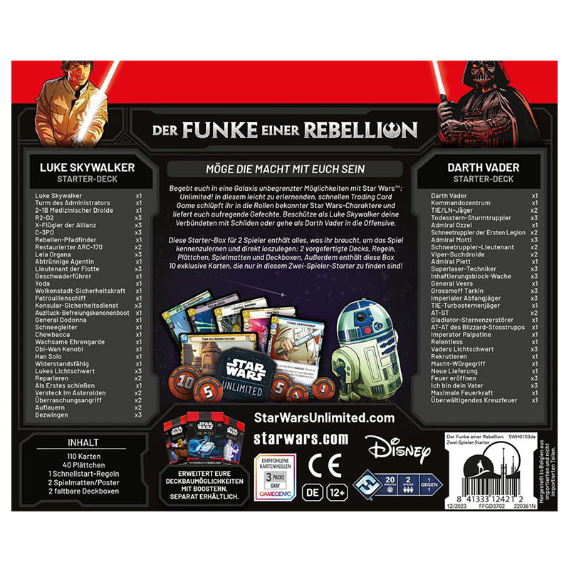 Star Wars: Unlimited - Der Funke einer Rebellion Zwei-Spieler-Starter Deck Deutsch